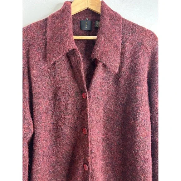 Malene Birger MAG Womens Burgundy Mohair Wool Cardigan Sweater Sz M Quiet Luxury - Picture 2 of 7